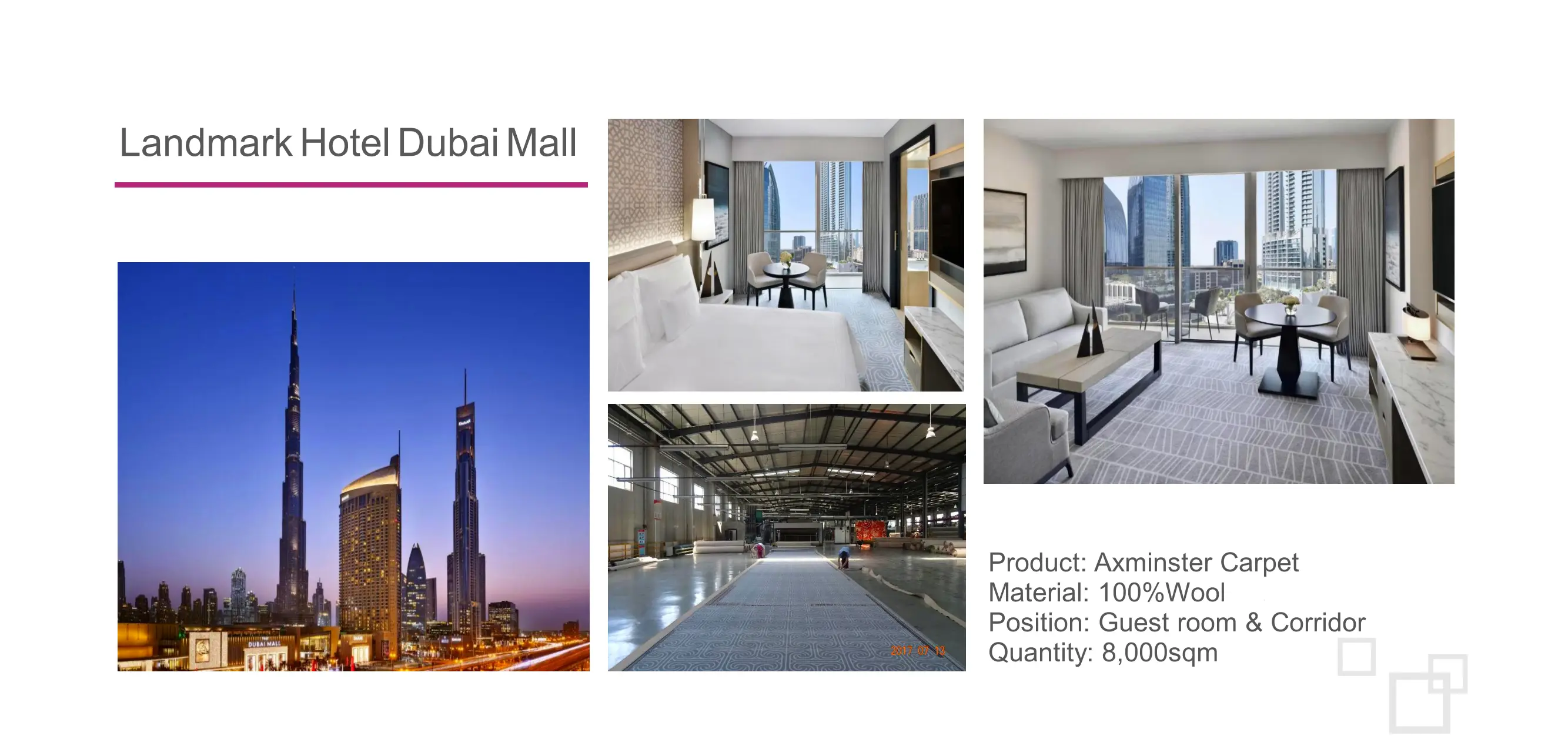 Landmark Hotel Dubai Mall carpet project photo 1